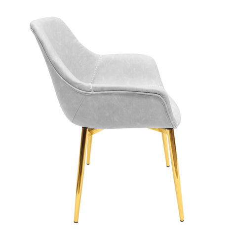 Markley Modern Leather Dining Arm Chair With Metal Legs