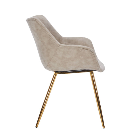 Markley Modern Leather Dining Arm Chair With Metal Legs