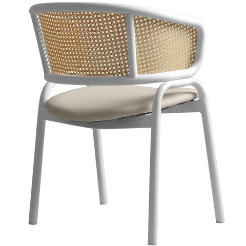 Ervilla Modern Dining Chair with White Frame and Steel Legs