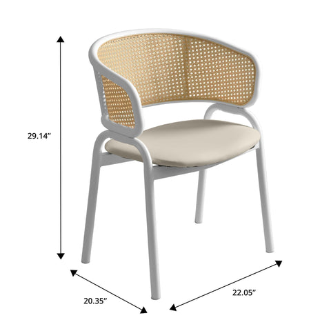 Ervilla Modern Dining Chair with White Frame and Steel Legs