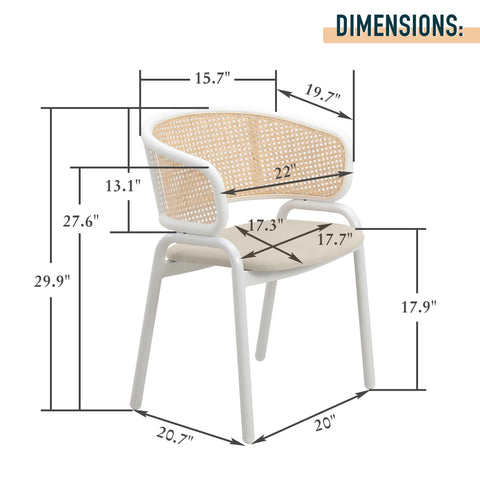 Ervilla Modern Dining Chair with White Frame and Steel Legs