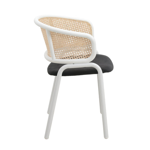 Ervilla Modern Dining Armchair with White Powder Coated Steel Legs and Wicker Back Set of 4