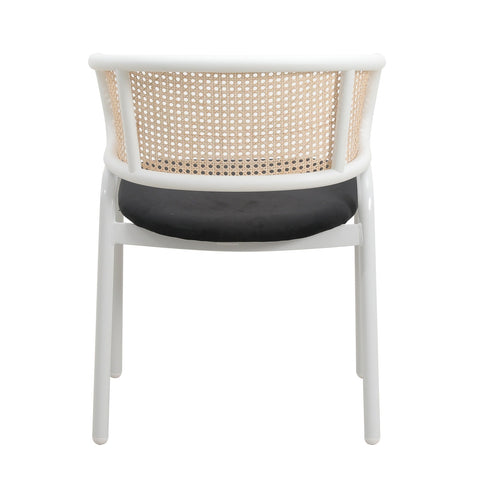 Ervilla Modern Dining Armchair with White Powder Coated Steel Legs and Wicker Back Set of 4