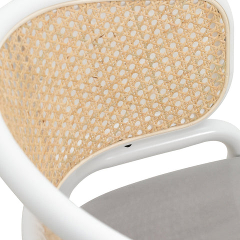 Ervilla Modern Dining Armchair with White Powder Coated Steel Legs and Wicker Back Set of 4