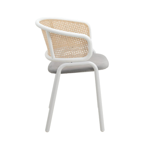 Ervilla Modern Dining Armchair with White Powder Coated Steel Legs and Wicker Back Set of 4