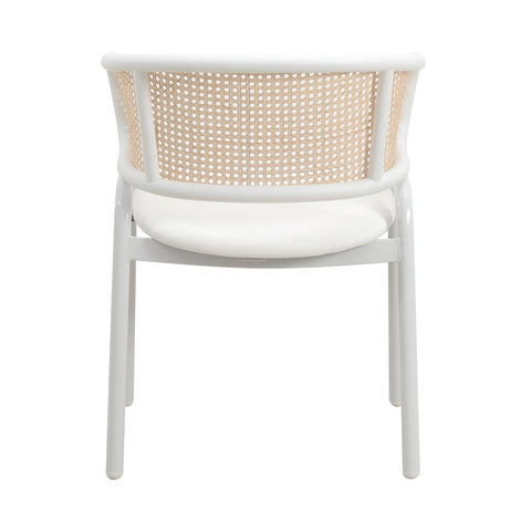 Ervilla Modern Dining Armchair with White Powder Coated Steel Legs and Wicker Back Set of 4