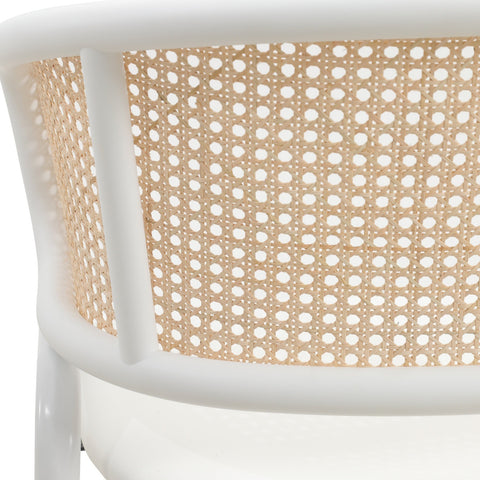 Ervilla Modern Dining Armchair with White Powder Coated Steel Legs and Wicker Back Set of 4