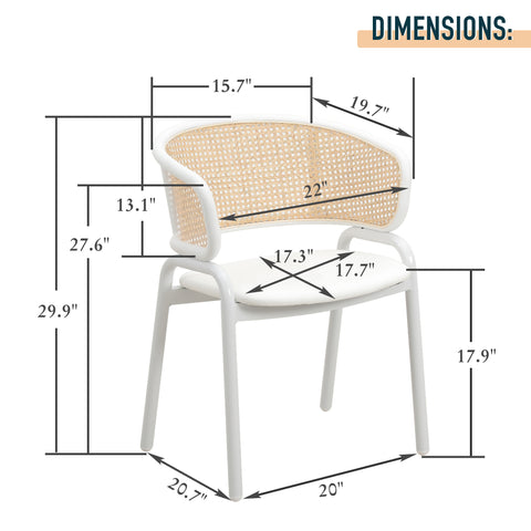 Ervilla Dining Armchair with White/Black Steel Legs and Black/Brown Wicker Back