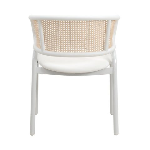 Ervilla Dining Armchair with White/Black Steel Legs and Black/Brown Wicker Back