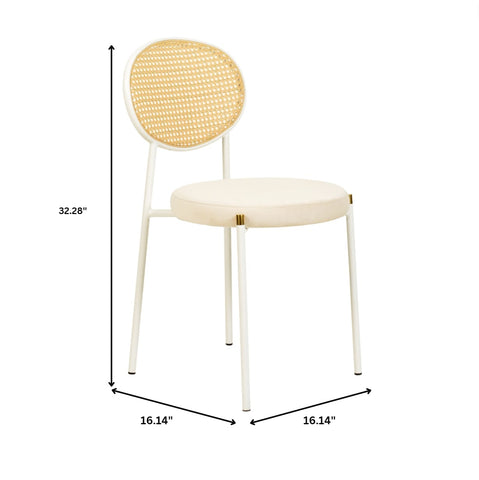 Euston Modern Upholstered Dining Chair with Round Wicker/Velvet Back Style