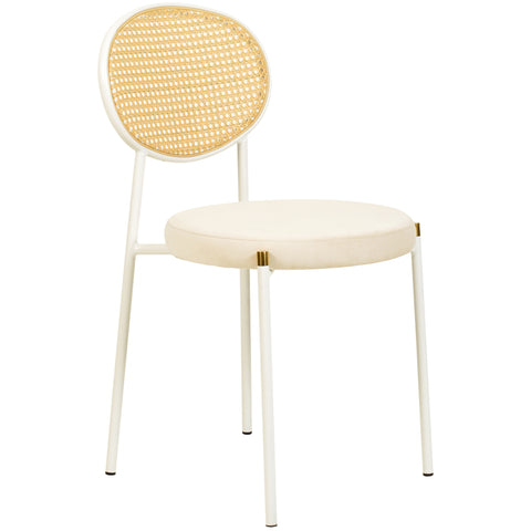 Euston Modern Upholstered Dining Chair with Round Wicker/Velvet Back Style