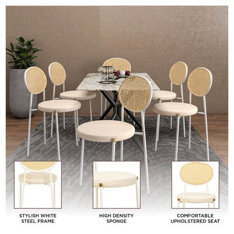 Euston Modern Upholstered Dining Chair with Round Wicker/Velvet Back Style