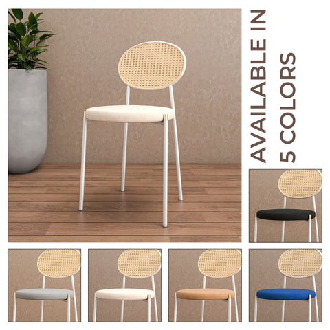 Euston Modern Upholstered Dining Chair with Round Wicker/Velvet Back Style