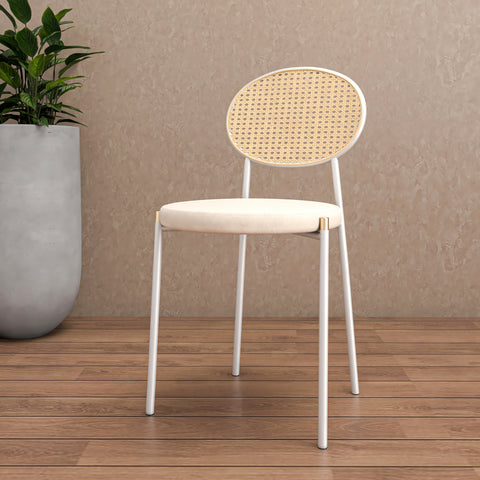 Euston Modern Upholstered Dining Chair with Round Wicker/Velvet Back Style