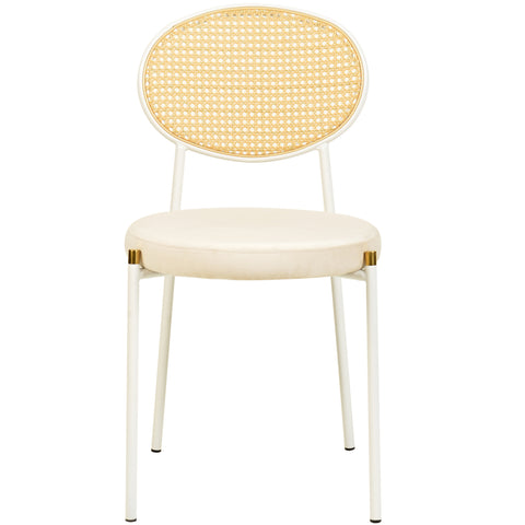 Euston Modern Upholstered Dining Chair with Round Wicker/Velvet Back Style