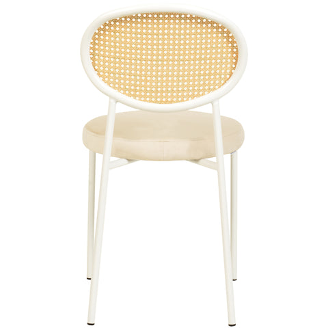 Euston Modern Upholstered Dining Chair with Round Wicker/Velvet Back Style