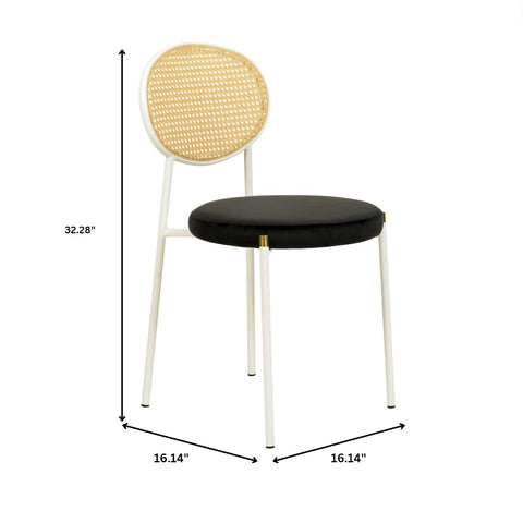 Euston Modern Upholstered Dining Chair with Round Wicker/Velvet Back Style