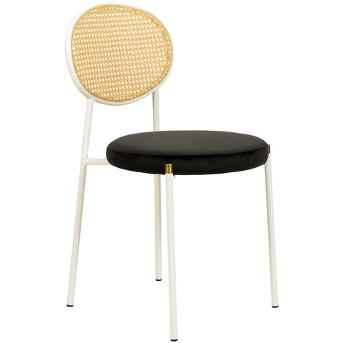 Euston Modern Upholstered Dining Chair with Round Wicker/Velvet Back Style