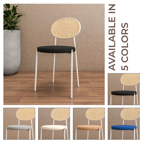 Euston Modern Upholstered Dining Chair with Round Wicker/Velvet Back Style