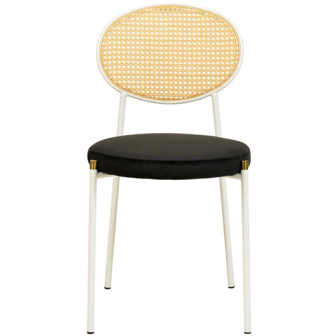 Euston Modern Upholstered Dining Chair with Round Wicker/Velvet Back Style