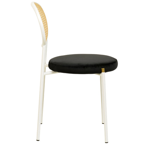 Euston Modern Upholstered Dining Chair with Round Wicker/Velvet Back Style