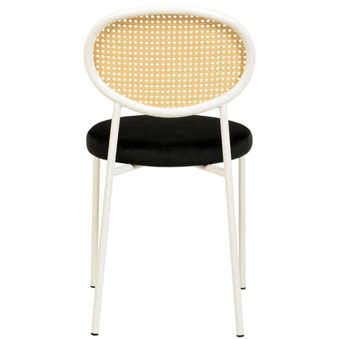 Euston Modern Upholstered Dining Chair with Round Wicker/Velvet Back Style