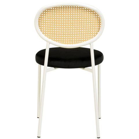 Euston Velvet Dining Chair with Rattan Back and Stainless Steel Legs