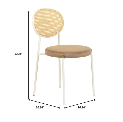 Euston Modern Upholstered Dining Chair with Round Wicker/Velvet Back Style