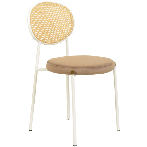 Euston Modern Upholstered Dining Chair with Round Wicker/Velvet Back Style