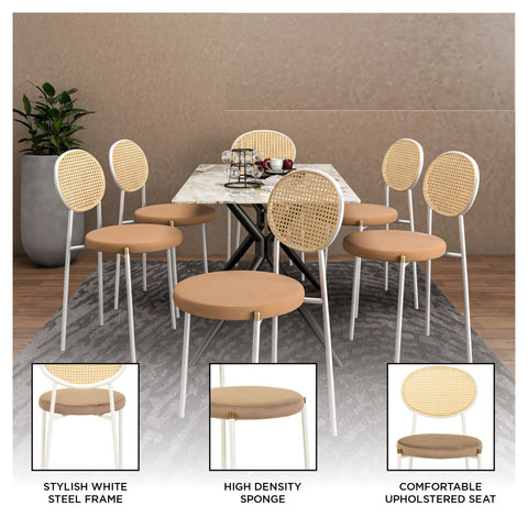 Euston Modern Upholstered Dining Chair with Round Wicker/Velvet Back Style