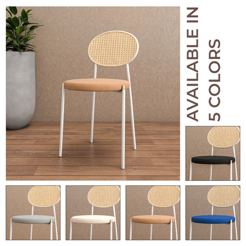 Euston Modern Upholstered Dining Chair with Round Wicker/Velvet Back Style