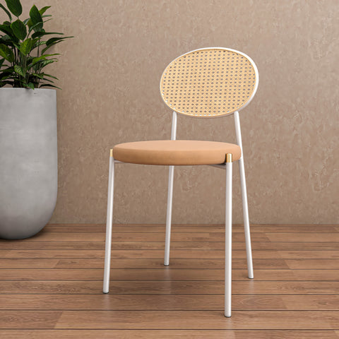 Euston Modern Upholstered Dining Chair with Round Wicker/Velvet Back Style