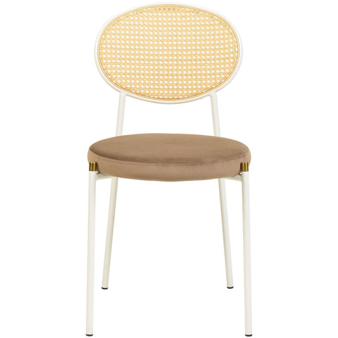 Euston Modern Upholstered Dining Chair with Round Wicker/Velvet Back Style