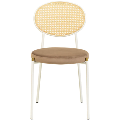 Euston Velvet Dining Chair with Rattan Back and Stainless Steel Legs