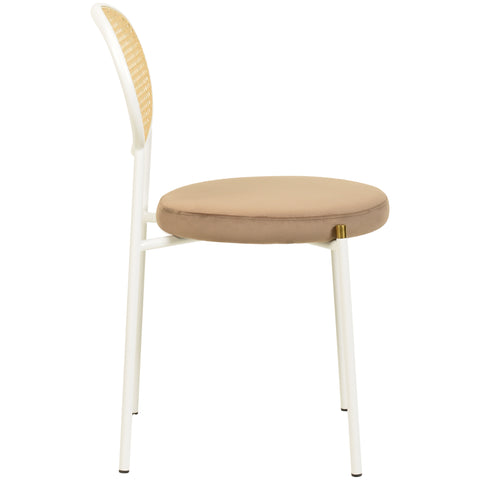 Euston Modern Upholstered Dining Chair with Round Wicker/Velvet Back Style