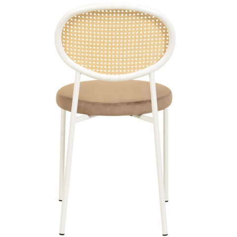 Euston Modern Upholstered Dining Chair with Round Wicker/Velvet Back Style