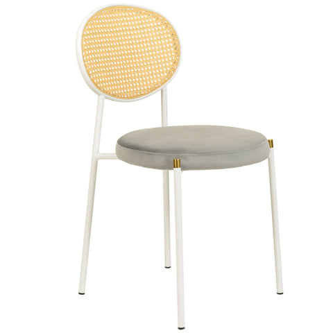 Euston Modern Upholstered Dining Chair with Round Wicker/Velvet Back Style