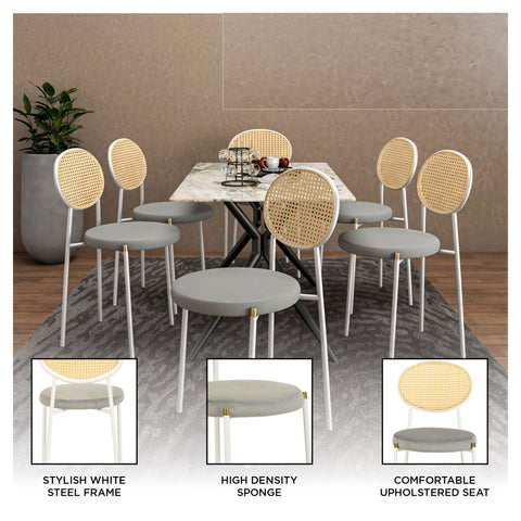 Euston Modern Upholstered Dining Chair with Round Wicker/Velvet Back Style