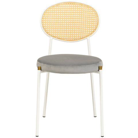 Euston Modern Upholstered Dining Chair with Round Wicker/Velvet Back Style