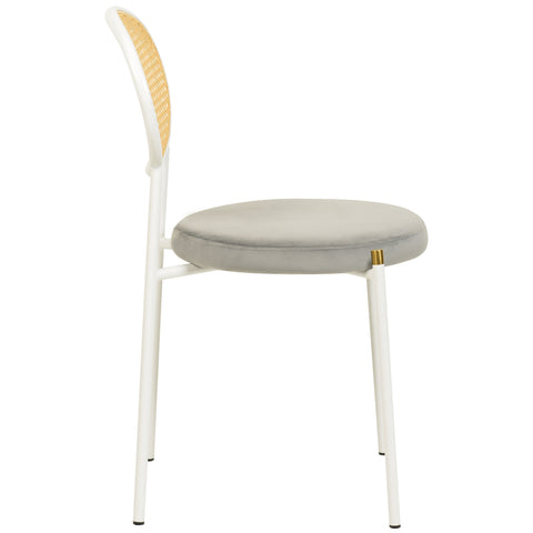 Euston Modern Upholstered Dining Chair with Round Wicker/Velvet Back Style