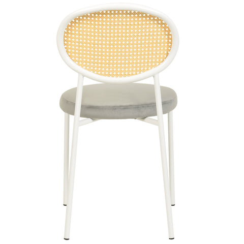 Euston Modern Upholstered Dining Chair with Round Wicker/Velvet Back Style