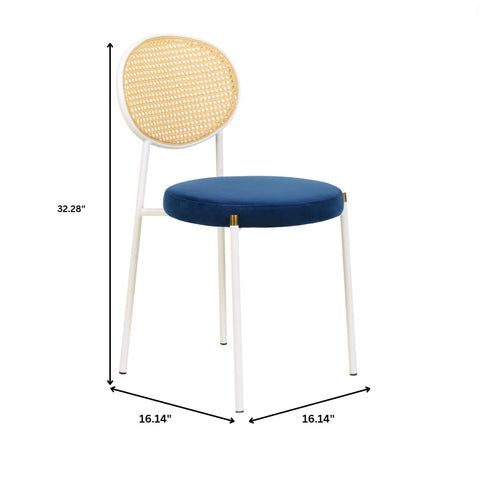 Euston Modern Upholstered Dining Chair with Round Wicker/Velvet Back Style