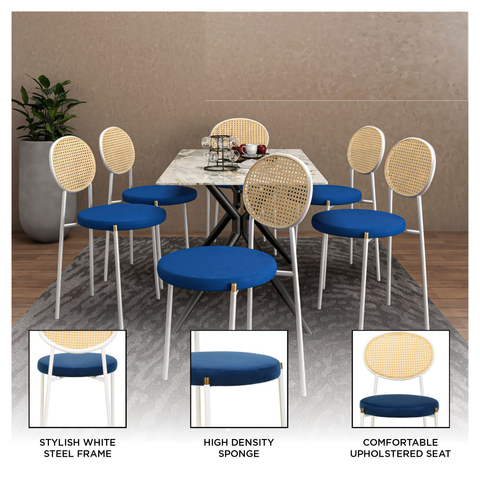 Euston Modern Upholstered Dining Chair with Round Wicker/Velvet Back Style