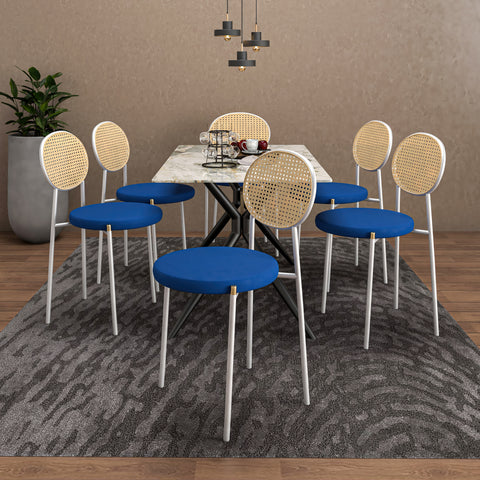 Euston Modern Upholstered Dining Chair with Round Wicker/Velvet Back Style