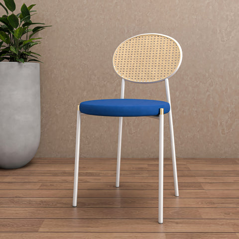 Euston Modern Upholstered Dining Chair with Round Wicker/Velvet Back Style