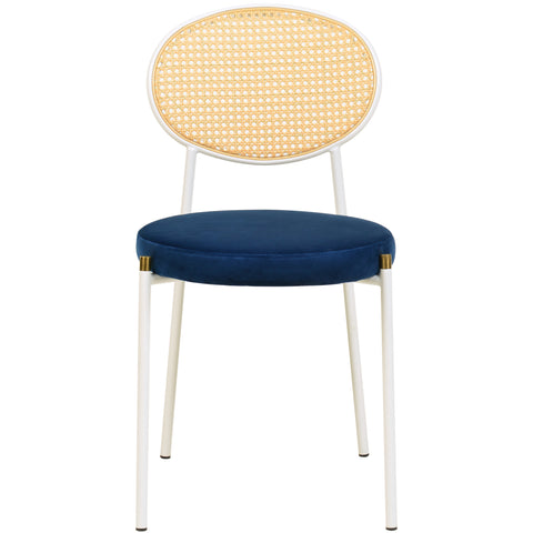 Euston Modern Upholstered Dining Chair with Round Wicker/Velvet Back Style