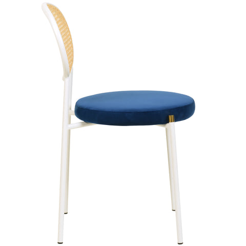 Euston Modern Upholstered Dining Chair with Round Wicker/Velvet Back Style