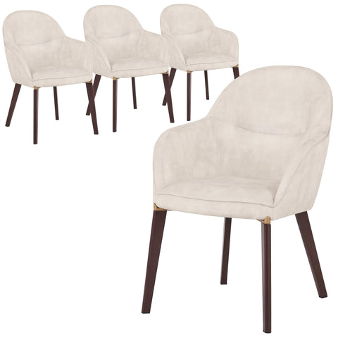 Elias Dining Chair Upholstered in Leather Velvet and Powder Coated Legs Set of 4