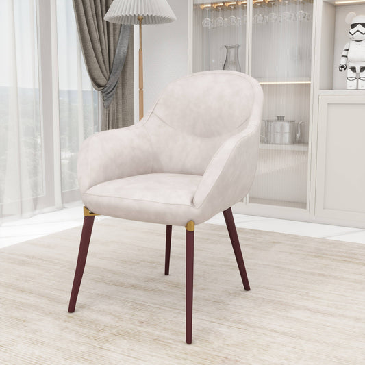 Elias Dining Chair Upholstered in Leather/Velvet and Powder Coated Legs