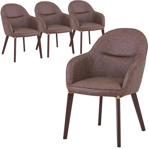 Elias Dining Chair Upholstered in Leather Velvet and Powder Coated Legs Set of 4